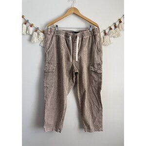 Gap Easy Cargo Pull On Elastic Waistband Relaxed Fit Pant Brown Cotton Mens XL